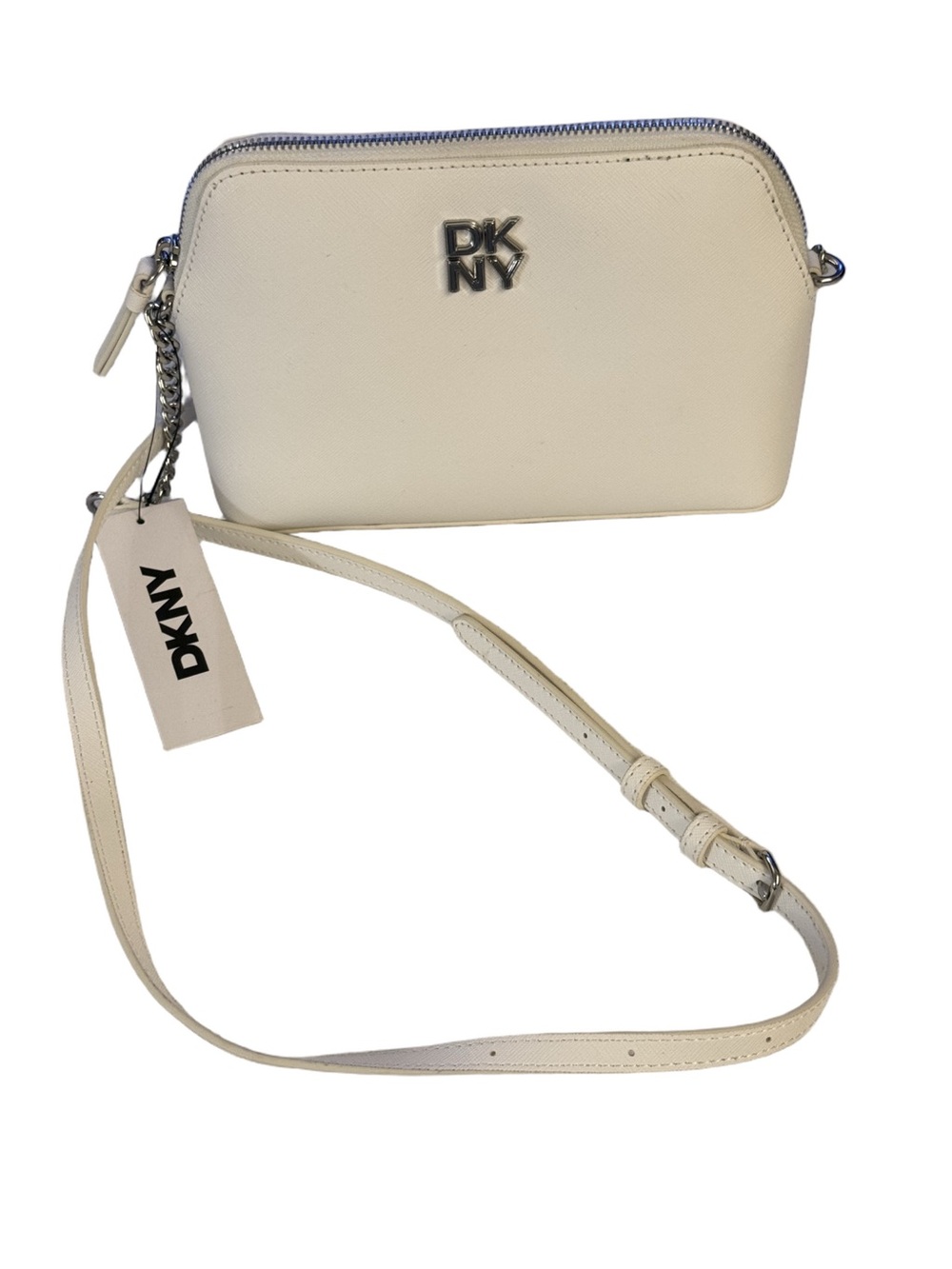 DKNY Ivory Saffiano Crossbody Camera Bag with Logo
